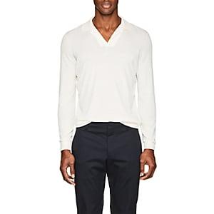 Loro Piana Men's Knit Cotton Polo Shirt-white