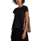 Sacai Women's Jersey & Leopard-print Satin T-shirt - Black Pat.