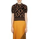 Fendi Women's Intarsia-knit Wool Top-brown