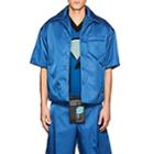 Prada Men's Padded Tech-twill Bowling Shirt-blue