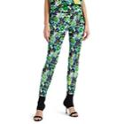 Prada Women's Gardenia-print Tech-twill Skinny Trousers - Green