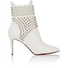 Christian Louboutin Women's Spiked Leather Ankle Boots-snow, Silver