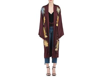Alice Archer Women's Daya Embroidered Silk Satin Kimono