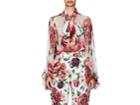 Dolce & Gabbana Women's Peony-print Silk Chiffon Tieneck Blouse