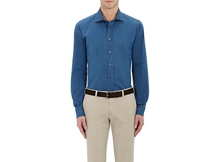 Luciano Barbera Men's Cotton Button-front Shirt