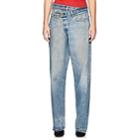 R13 Women's Crossover Distressed Slim Levi's&reg; Jeans-blue