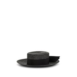 Saint Laurent Women's Straw Boater Hat - Black