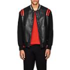 Neil Barrett Men's Leather-front Neoprene Jersey Varsity Jacket-black