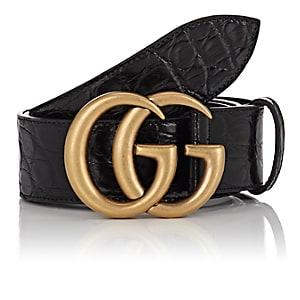 Gucci Men's Gg Buckle Crocodile Belt - Black