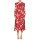 Barneys New York Women's Floral Silk Chiffon Tieneck Maxi Dress-red
