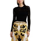 Versace Women's Logo-knit Fitted Top - Black