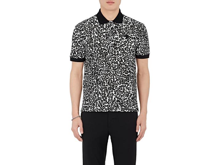 Alexander Mcqueen Men's Leopard-print Cotton Polo Shirt