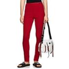 Prada Women's Logo-waistband Rib-knit Leggings-red