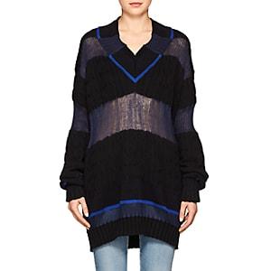 Maison Margiela Women's Colorblocked Multi-knit Cotton-blend Sweater-black