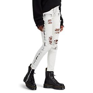 Ben Taverniti Unravel Project Women's Lace-up Distressed Skinny Jeans - White