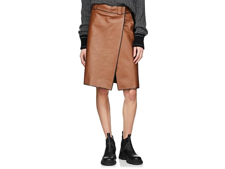 Prada Women's Leather Foldover Skirt