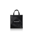 Balenciaga Men's Logo Market Shopper Small Leather Tote Bag - Black