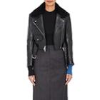 Calvin Klein 205w39nyc Women's Shearling-trimmed Crop Leather Jacket-black