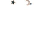 Lodagold Women's Moon & Star Mismatched Stud Earrings-gold