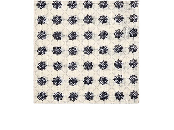 Eidos Men's Flower-print Cotton-linen Pocket Square