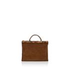Barneys New York Women's Bamboo-trimmed Suede Tote Bag-brown