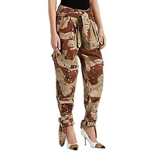 Re/done + The Attico Women's Pleated Camouflage Cargo Pants - Sand