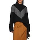 Derek Lam Women's Chevron-striped Cashmere Sweater - Black