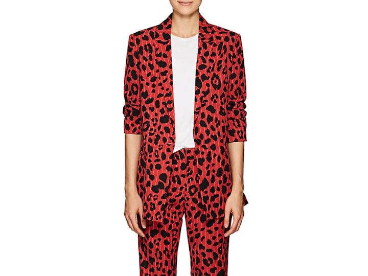 Koche Women's Leopard-print Crepe One-button Boyfriend Blazer