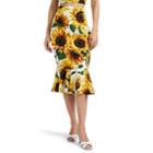 Dolce & Gabbana Women's Sunflower-print Stretch-silk Skirt - White