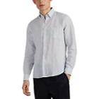 Hartford Men's Striped Linen Button-down Shirt - Light Gray
