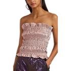 Area Women's Ruched Cotton-blend Lam Tube Top - Pink