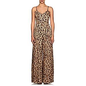 Azeeza Women's Leopard-print Silk Wide-leg Jumpsuit-brn Leopard