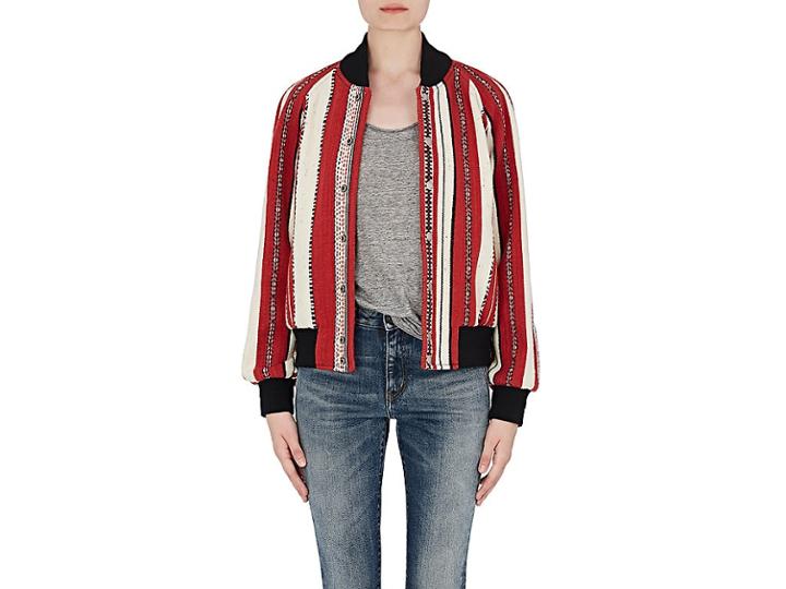 Saint Laurent Women's Baja-striped Wool-cotton Bomber Jacket