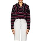 Adaptation Women's Striped Cashmere Crop Baja Hoodie - Black