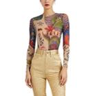 Koch Women's Tattoo-print Mesh Bodysuit