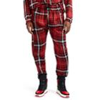 424 Men's Plaid-silk-layered Jogger Pants - Red
