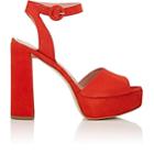 Barneys New York Women's Suede Platform Ankle-strap Sandals-red
