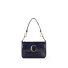Chlo Women's Initial C Crocodile-stamped Leather Shoulder Bag - Navy