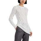 Thom Browne Women's Striped-back Cable-knit Wool Sweater - White