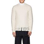 J.w.anderson Men's Fringed Cable-knit Sweater-ivorybone