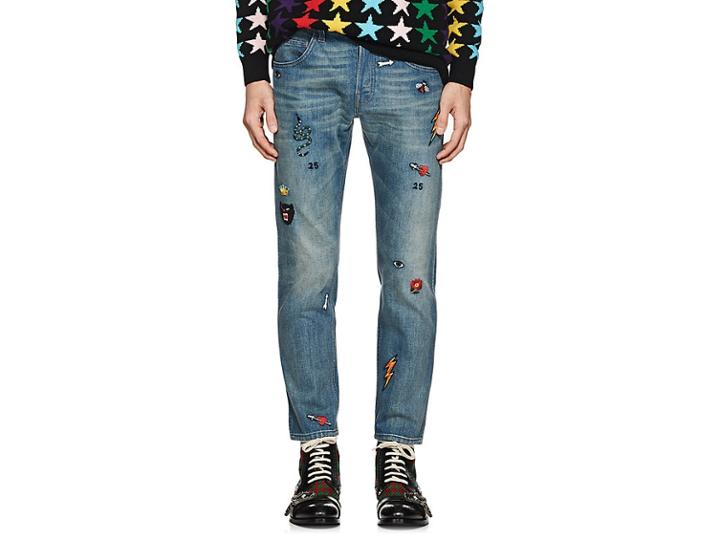 Gucci Men's Embroidered Slim Jeans