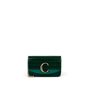 Chlo Women's Crocodile-stamped Leather Chain Bag - Green