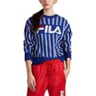 D-antidote Women's Metallic Striped Wool-blend Crewneck Sweater - Blue