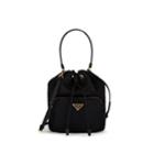 Prada Women's Vela Mini Leather-trimmed Bucket Bag - Black