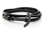 Miansai Men's Modern Anchor On Leather Wrap Bracelet-black