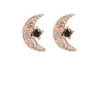 Lodagold Women's Moon Stud Earrings - Black