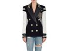 Faith Connexion Women's Wool & Leather Double-breasted Varsity Blazer