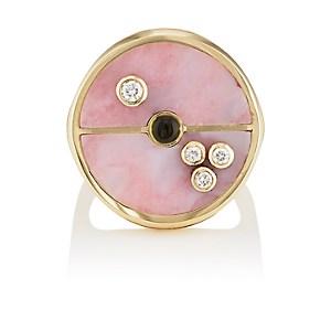 Retrouvai Women's Compass Signet Ring-pink