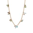 Nak Armstrong Women's Gemstone-embellished Barbwire-chain Necklace-blue