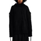 Yohji Yamamoto Women's Asymmetric Frayed Wool-blend Turtleneck Sweater - Black
